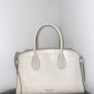 Kate Spade Cream Croc-Embossed Handbag